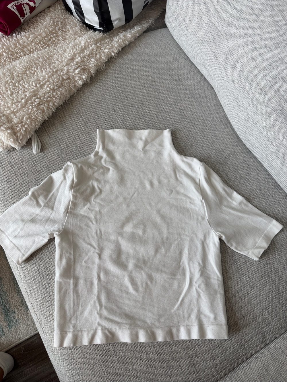 By Together Cream Mock Neck Short Sleeve Top